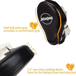 Manoplas de boxeo de color negro de calidad superior a precio de venta al por mayor, manoplas de punzonado de enfoque curvo, almohadillas de mano de entrenamiento de polipiel - Product Image 3