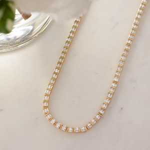 Collar de Cadena de Tenis con Diamantes de Moissanita con Corte Baguette, a la Moda, para Mujeres de Lujo, con Plata 925 Chapada en Oro a Bajo Precio - Product Image 3