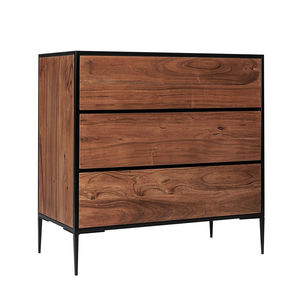 เฟอร์นิเจอร์ใหม่ Burris โต๊ะที่เรียบง่ายมี3ลิ้นชักและการจัดเก็บที่ทันสมัยหรูหราสไตล์ไม้วีเนียร์ไม้สัก - Product Image 4