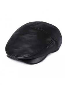 Bérets femmes doux en peau de mouton en cuir véritable chapeau à visière nouveau Designer dames large décontracté printemps coupe-vent casquette en cuir naturel - Product Image 3