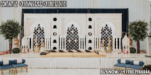 Gold Theme Wedding <b>Engagement</b> Stage <b>Decoration</b> Western Wedding Reception Stage Set Bollywood Wedding Reception Stage Decor - Product Image 5