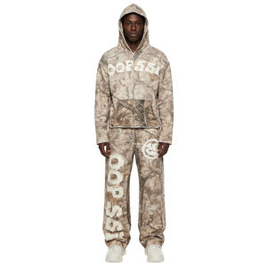 Ensemble survêtement hiver SPORTISH IMPEX grande taille personnalisé streetwear avec broderie écusson et fermeture éclair, motif camouflage, 100% coton, sweat à capuche et pantalon de survêtement - Product Image 1