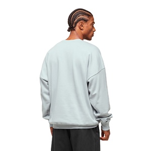 Sudadera de cuello redondo de 320G de Color sólido para hombre, sudadera de gran tamaño teñida lisa con logotipo personalizado a la moda de otoño para hombre - Product Image 4