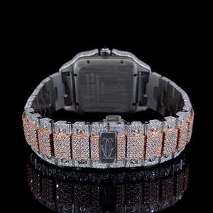 Montre-bracelet pour homme de style Hip Hop glacé, avec boîtier carré en verre et diamants Moissanite VVS de haute qualité, bracelet en acier inoxydable, mouvement à quartz, 27 cm - Product Image 5