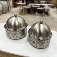 Chauffe-plat rond de luxe en argent Design moderne chauffe-plat marmite Sakhan fabriqué en acier inoxydable métal pour buffet