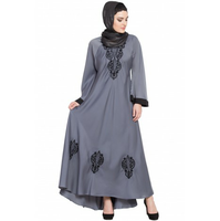 Busana Muslim Wanita Abaya Hijab Lengan Panjang Motif Seluruh Badan Bahan Polietersulfon Berkualitas Tinggi Cocok untuk Empat Musim Model Borka Longgar