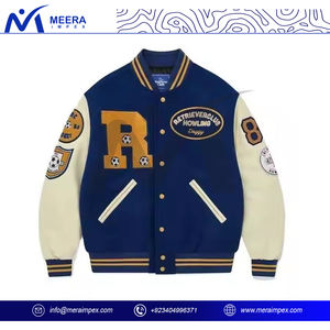 Blouson aviateur universitaire High Street pour hommes hiver laine épaisse manches en cuir broderie personnalisée Baseball College Letterman Streetwear - Product Image 2