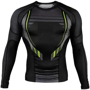 Mma entrenamiento gimnasio Rashguards Mma Rush Guard camisa de compresión al por mayor sublimación personalizada impresa Grappling Bjj Rash Guard