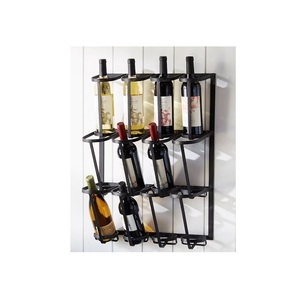 Estante de vino de Metal de alta calidad, montado en la pared, Color negro mate, aspecto elegante, barra de diseño excelente, soporte de champán decorativo - Product Image 1