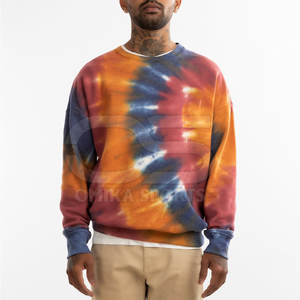 Hombres Tie Dye Sudadera Drop Shoulder Pullover con diseño artístico de remolino para la moda juvenil de la calle - Product Image 3