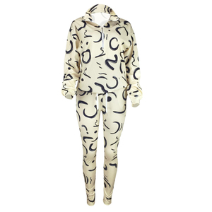 Qualité supérieure meilleure vente nouveau Design survêtement imprimé de haute qualité 100% coton femmes deux pièces survêtement sublimé ensembles - Product Image 4