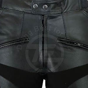 Fabrication de pantalons de moto pour hommes en cuir véritable couleur noire adultes portent des pantalons de moto de sécurité en plein air - Product Image 6