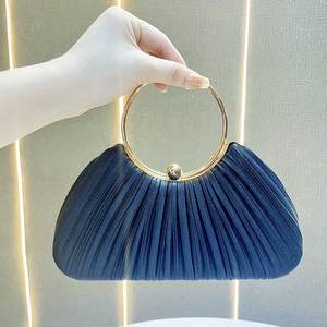 Bolso de Mano de Fiesta con Cadena y Cremallera de Cuero Genuino a la Moda, Bolso de Hombro, Bolso Cruzado con Incrustaciones de Diamantes, Bolso de Noche - Product Image 2