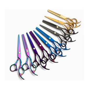 Tijeras de peluquería de titanio hechas a medida, la última herramienta de belleza para adelgazar el cabello con hoja de acero inoxidable, opciones multicolores - Product Image 4