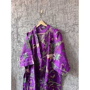 Robe Kimono Ethnique en Coton Faite à la Main, Légère, Imprimé Indien, Peignoir Demi-Long Tissé Doux à Motifs Géométriques pour l'Été Décontracté - Product Image 2