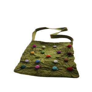 Handmade High Quality <b>Kids</b> Coin Purse Multicolor Felt Ball Embellished Zippered Fabric <b>Handbag</b> - Product Image 1