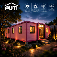 Maison conteneur extensible rose de 40 pieds, isolée et étanche, pour usage en cas d'ouragan, virale sur TikTok