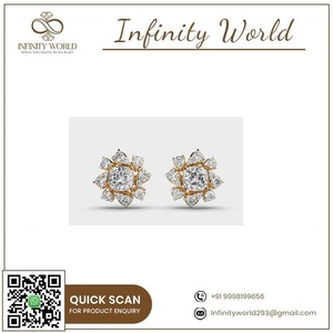 ต่างหูเพชรเม็ดกลมหรูหราสีทอง14K เหมาะสำหรับใส่ในชีวิตประจำวันหรือเป็นของขวัญที่ใส่ใจสำหรับเธอ - Product Image 4