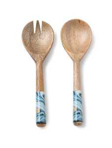 Service à salade en bois lot de 2 avec finition naturelle pour la maison hôtel restaurant mariage événement vaisselle ensemble de couverts en bois - Product Image 5