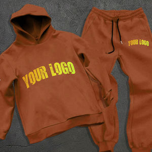 ชุดเซ็ตเสื้อฮู้ดดี้และกางเกงขายาวทรงขาบาน ผ้าคอตตอน 100% พิมพ์ลายตามสั่ง แต่งลายปะแบบดิสเทรส ล้างสีแบบแอซิดวอช สำหรับผู้ชายและผู้หญิง - Product Image 6