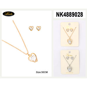 Conjuntos de Joyería Linda Fashion, Aretes y Collares con Cristales en Forma de Corazón, Chapados en Oro, Aleación de Zinc, Estilo Elegante y Chic para Mujer - Product Image 5