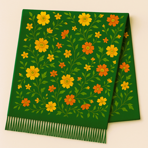 ผ้าคลุมไหล่ทรงสี่เหลี่ยมผืนผ้าสีเบจ ลายจุดปัก ผลิตจากขนสัตว์ผสมเรยอน 100% คุณภาพพรีเมียม น้ำหนักเบา แห้งเร็ว ระบายอากาศได้ดี - Product Image 1