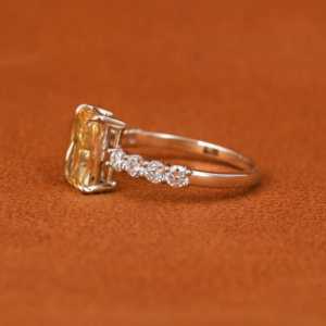 Yellow Radiant Cut Lab Grown Diamond Engagement Ring 18K <b>Solid</b> Gold Plated Trendy Pave Setting with IGI Certificate Women's Gift - Product Image 3