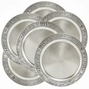 Última nueva placa de cargador, nuevo diseño de placa de cargador, nueva placa de cargador de Metal rústico de color gris para decoración de bodas y eventos - Product Image 3