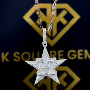Pendentif en argent sterling 925 plaqué or avec diamant Moissanite VVS, forme personnalisable, pour célébrations d'anniversaire 18K, style Hip Hop - Product Image 1