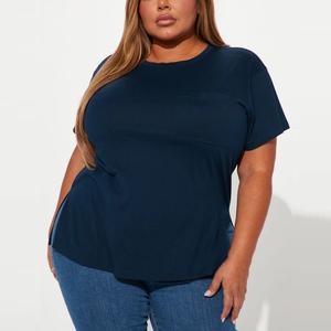 เสื้อยืดผู้หญิงลำลองเซ็กซี่สำหรับฤดูร้อน คอกลม ดีไซน์ 3 มิติ ไม่ซ้ำใคร ผ่าข้าง แขนสั้น ผ้าฝ้ายถัก ระบายอากาศ ทรงปกติ 220 - Product Image 3