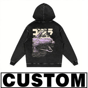 Sweat à capuche oversize à manches longues en coton imprimé personnalisé avec strass vintage pour homme, écologique, OEM - Product Image 5