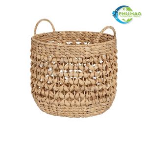 Sturdy Vietnamese Round WATER HYACINTH <b>BASKET</b> <b>Laundry</b> <b>Basket</b> with Easy-Carry Handles Ideal for <b>Laundry</b> Room and Bathroom - Product Image 3