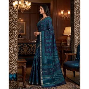 Sari étnico Chanderi con bordado y blusa, de seda suave y pesada, estilo pakistaní y Bollywood para Salwar Kameez - Product Image 2