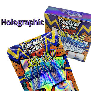 New Arrival Resealable Smell Proof 3.5g Die <b>Cut</b> Holographic Mylar Bags with Holographic Box In Stock - Product Image 4