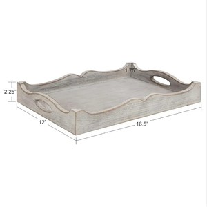 Petit déjeuner réversible de style artistique dans un plateau de lit en bois de manguier sculpté à la main avec insert en métal pour plateau de service décoratif en gros en vrac - Product Image 3