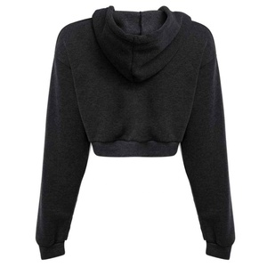 Qualité supérieure 100% coton femmes vêtements Logo personnalisé Street Wear fermer bas haut court à capuche pull Anti-rétrécissement récolte sweats à capuche - Product Image 5
