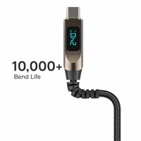 Kabel Data 1.2M/2M Tampilan Nomor PD3.1 240W USB C 5A Pengisian Cepat Tembaga Murni Nilon Terjalin iPhone 16 15 Pro Kamera