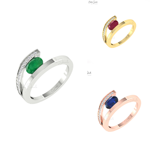 Articles les plus vendus 7x5mm bague fine rubis rouge 14k bague de contournement en or massif émeraude zambienne et bague en diamant G-H pour elle vente en gros en vrac - Product Image 1