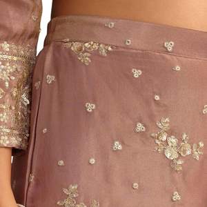 Moka Mousse Paillettes Kurti Sharara Ensemble avec Chanderi Banarasi Dupatta Premium Ethnic Womens Festive Party Wear Outfit - Product Image 6