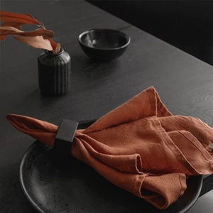 Servilleta de canela lavada a la piedra de lujo ecológica moderna, paño de cóctel reutilizable hecho a mano para bodas y hoteles, calidad asegurada - Product Image 1