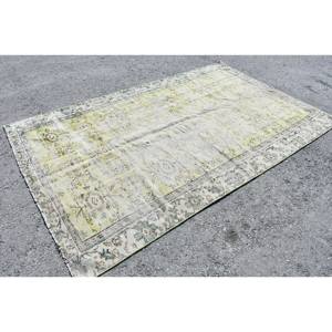 Classique Vert Beige Patchwork Laine Tapis 5.7X8.9 pieds Turc Aubusson Conception pour Salon Chevet Couloir Latex Rectangle - Product Image 3