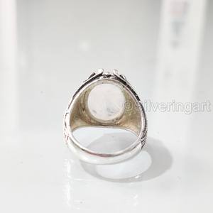 Bague en argent sterling 925 pour homme, pierre de lune arc-en-ciel naturelle bleue, pierre de naissance de juin, bijoux de mariage arabes, vente en gros - Product Image 6