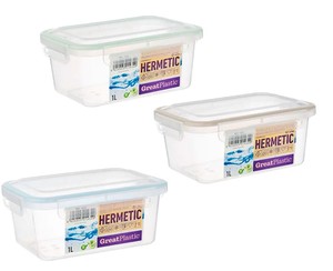 Contenitore Rettangolare in Plastica Trasparente con Coperchio 1L con Sigillo Bi-Mateira (1434) Modello 4070009 - Product Image 1