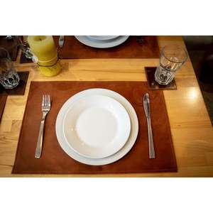 Custom Luxury Embossed Leather <b>Table</b> <b>Mat</b> for Restaurant Hotel Use Non-Slip Smell Proof Heavy Duty - Product Image 5