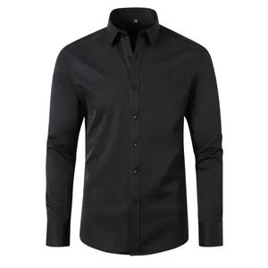<b>Micro</b> elastic men's long sleeved shirt, silky and not easily wrinkled, high-quality men's shirt, plus size shirt - Product Image 3