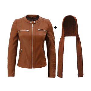 Chaqueta de cuero de vaca para mujer, moda 2024, LONA DE PUNTO transpirable, invierno de cuero genuino para mujer - Product Image 3