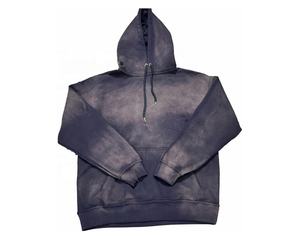 Sudadera con Capucha de Alta Calidad 100% Algodón Lavada con Ácido, Serie High Street, Lavado con Piedra, Bordado, Tejido de Punto, en Blanco - Product Image 5