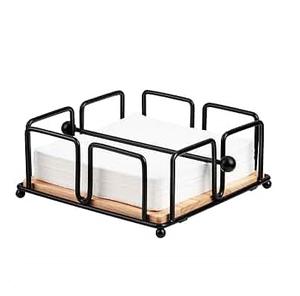 Porte-mouchoirs debout de forme carrée en métal de fer de couleur noire pour la maison et le mariage porte-serviettes décoratif de table - Product Image 3