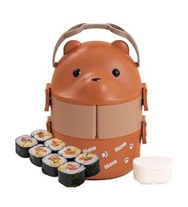 Suministro directo de fábrica de fiambreras de plástico para niños, fiambrera Bento de plástico de peluche, contenedores de comida con cuchara y tenedor - Product Image 1