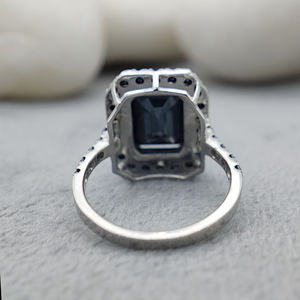 Bague solitaire de fiançailles Moissanite de luxe en or blanc 10 carats pour femmes élégantes bijoux de mariage émeraude princesse Moissanite - Product Image 4